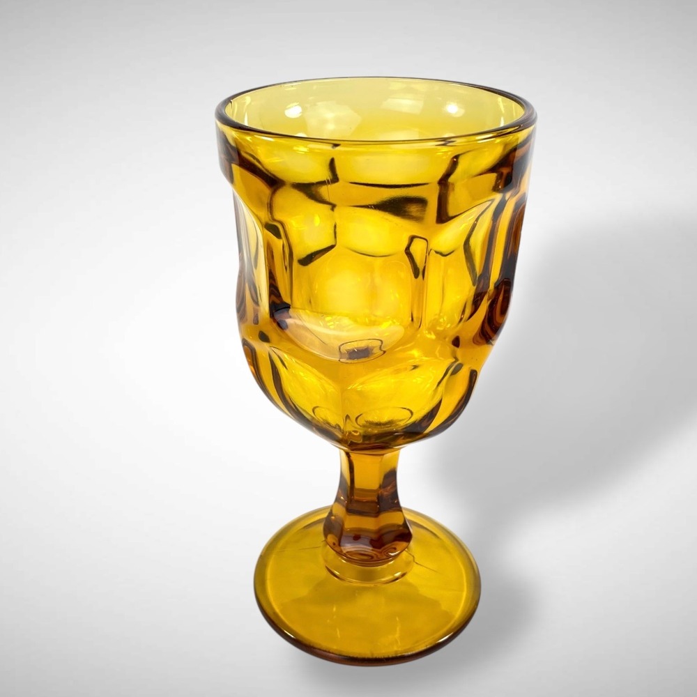 Amber Glass Water Goblets Set of 6 Libbey Ashburton 6 1/4" 1982 - Picture 6 of 10
